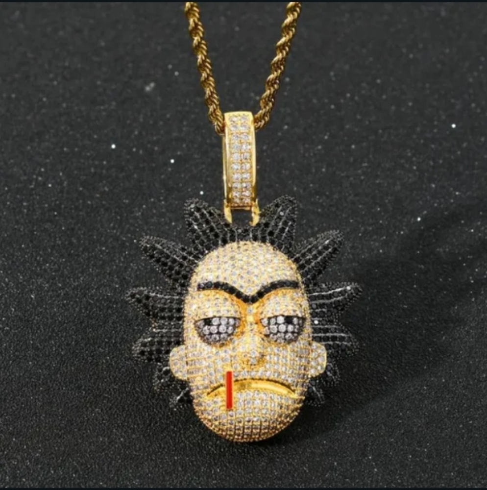 Rick and morty pendant and chain necklace